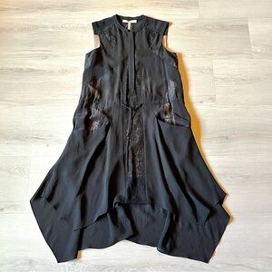 BCBGMAXAZRIA Runway The Keir Silk Midi Dress in Black Size XXS NWT Designer